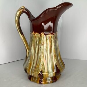 Drip Glaze Vase Brown,Cream,Pitcher Pottery 11” Artsy, Farmhouse, Rustic, Boho,